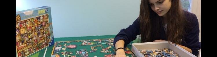 Pupil Ellie enjoys some quiet time in the school's wellbeing room